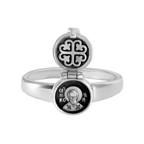 фото София кольцо складень с образом святой николай чудотворец из серебра 858, размер 20