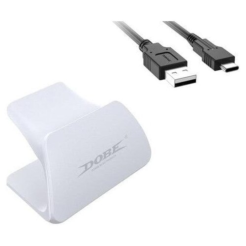 фото Cтенд (подставка) dobe для sony dualsense tp5-0537b (белый) + кабель usb type-c