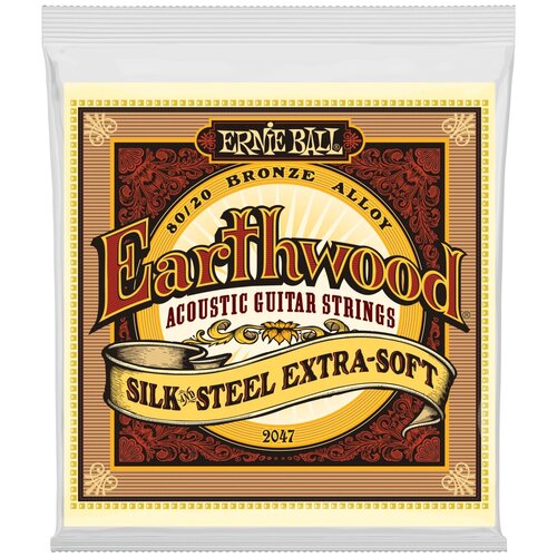 фото Ernie ball 2047 earthwood silk & steel extra soft 10-50 струны для акустической гитары