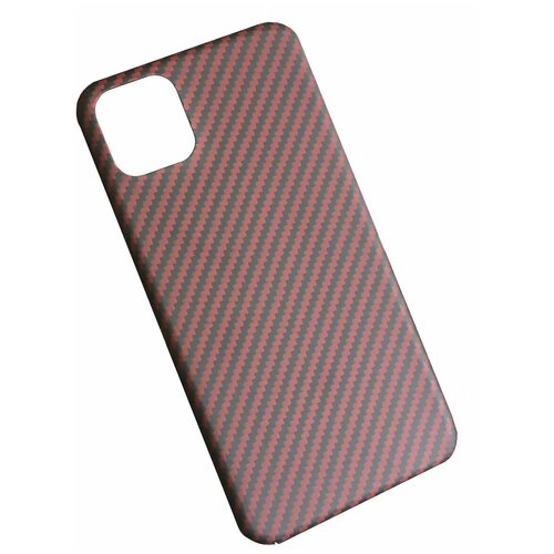 фото Кевларовый чехол без ободка dixis carbon case для apple iphone 11 pro max (r11prom-cmb) красный матовый