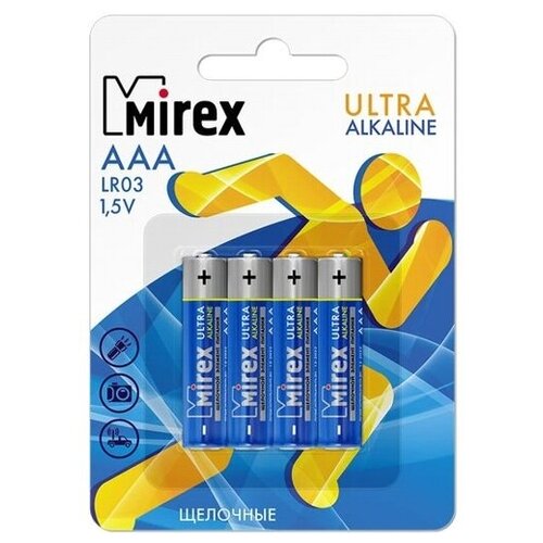 Батарейка ААA щелочная Mirex LR03 в блистере 4 шт. батарейка aa солевая mirex r6 в блистере 4 шт