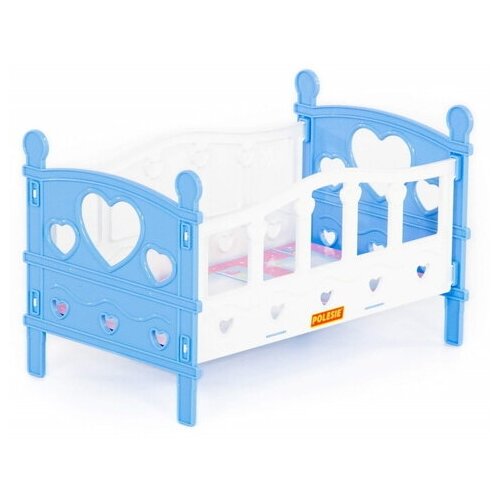 фото Кроватка сборная для кукол № 2 (5 элементов), размеры кровати: 28х17.5х17.8 в пакете голубая 62048-1 dissomarket.ru