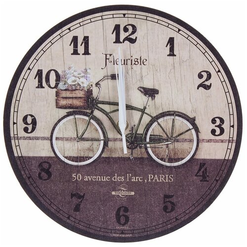 фото Часы настенные велосипед диаметр 28.5 см тройка