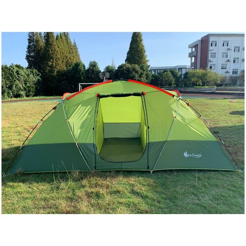 фото Туристическая 4-местная палатка для кемпинга terbo mir 1-100, 2 комнаты, зеленая