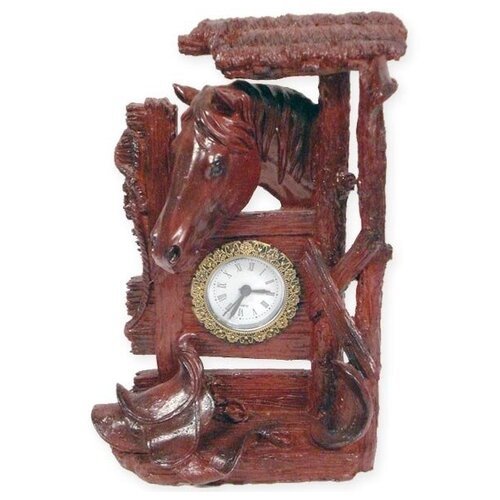 фото Часы сувенирные "лошади в загоне" 21,5х13х6,5 коричневого цвета basket