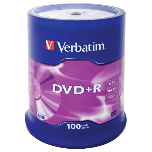фото Диск dvd+r 4.7gb verbatim 16x cake box (100шт)