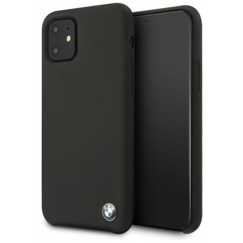 фото Силиконовый чехол-накладка для iphone 11 bmw signature liquid silicone hard, черный (bmhcn61silbk)