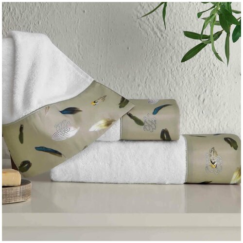 фото Подарочный набор полотенец для ванной 3 пр. + спрей tivolyo home gala хлопковая махра хаки