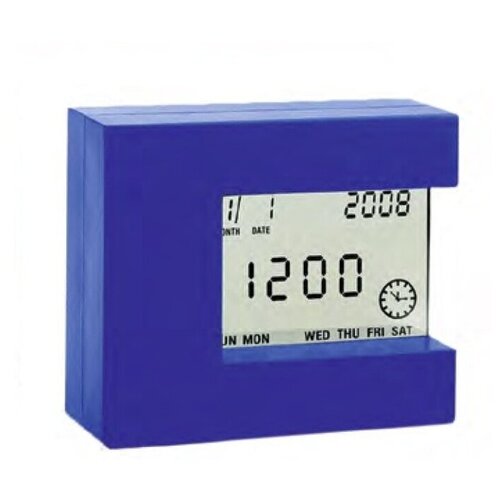 фото Цифровой комнатный термометр с часами стеклоприбор т-08, голубой (402344)