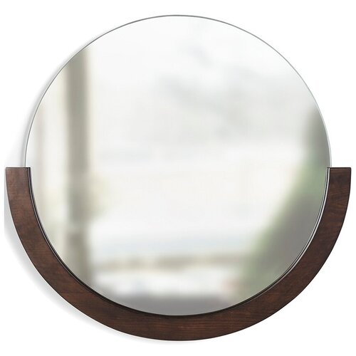 фото Зеркало настенное mira 57 см, материал зеркальное полотно + ясень, цвет темное дерево, umbra, 358778-746
