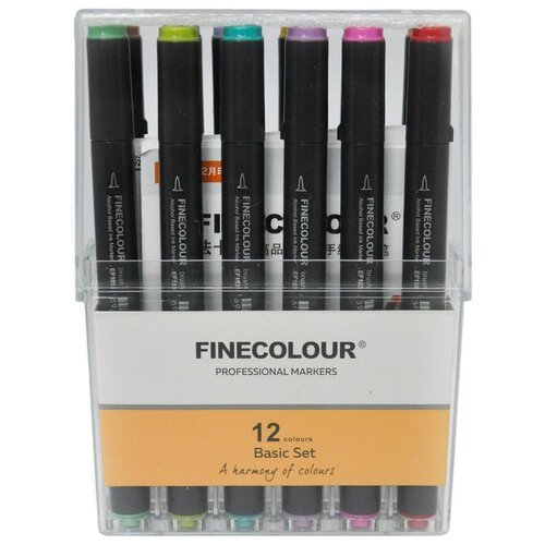фото Набор спиртовых маркеров finecolour mini brush 12 цветов ef103-tb12