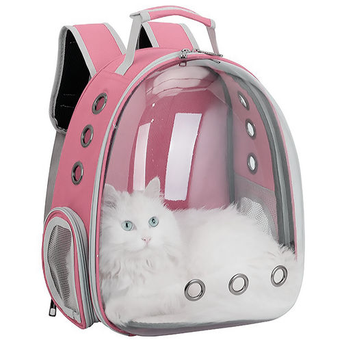 фото Сумка-переноска для мелких животных / рюкзак для переноски животных с обзором (розовый) family shop