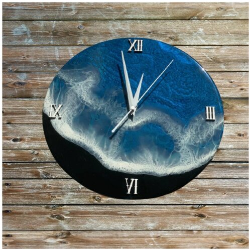 фото Авторские часы синее море (ручная работа, размер d30)часы настенные/часы настенные бесшумные/часы настенные на кухню handmadeart