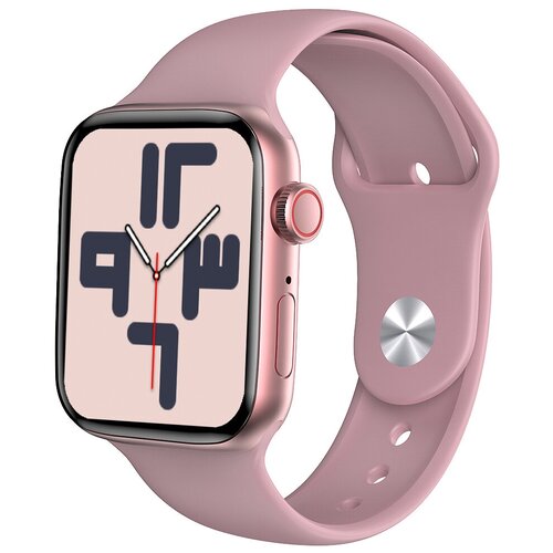 фото Умные часы smart watch mw17 plus/экран 1,7 дюйма/беспроводная зарядка/активное боковое колесико и кнопка, 44mm, розовый