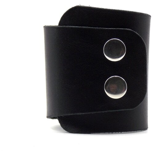 фото Кожаный браслет черный с металлическими кнопками ручной работы 15 см. marina suvorova
