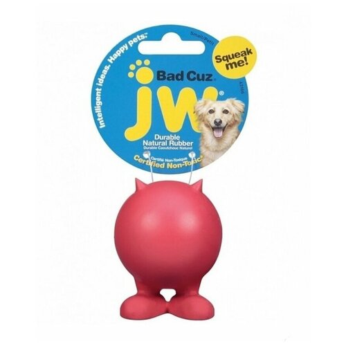 фото J. w. игрушка для собак - мяч на ножках с рожками, каучук, средняя bad cuz, medium цвет: синий, красный jw
