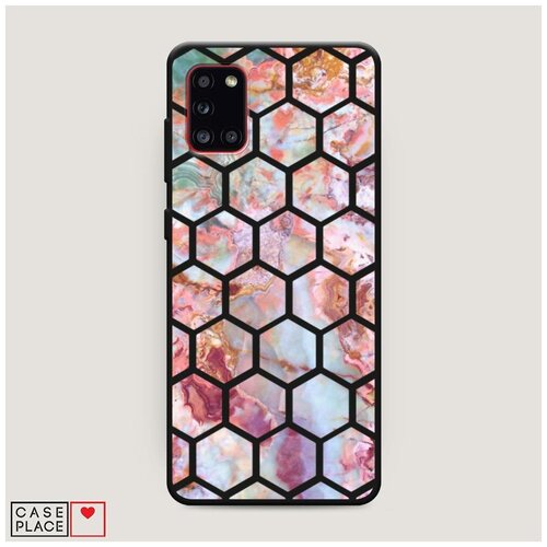 фото Чехол силиконовый матовый samsung galaxy a31 мраморные соты case place