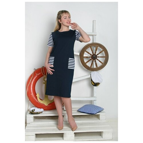 фото Платье в морском стиле милана (9280, синий, размер: 56)