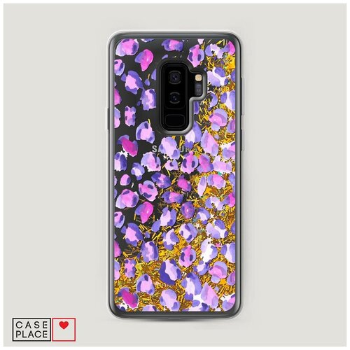 фото Чехол жидкий с блестками samsung galaxy s9 plus леопардовый принт акварель case place