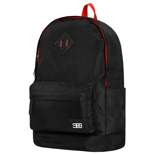 фото Рюкзак / street bags / 6231 классический рюкзак с кожаным ромбом 45х18х32 см / чёрный с красным / (one size)