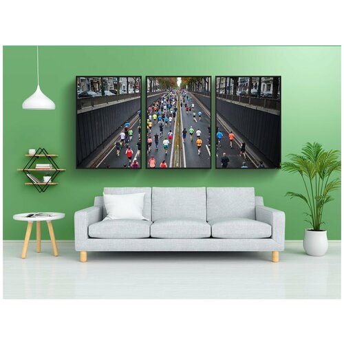 фото Набор модулных постеров для интерьера "уличный марафон, бег, конкуренты" 60x90 см. в тубусе, без рамки lotsprints