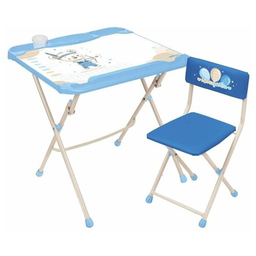 фото Комплект nika стол + стул нашидетки (кнд5/1) с охотником 60x45 см голубой