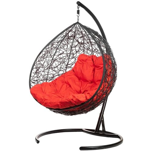 фото Кресло подвесное ювимет "gemini promo", черное, красная подушка (чехол в подарок)
