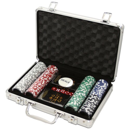 Настольная игра Фабрика покера Набор для покера в ал. кейсе Фабрика покера (200 фишек) набор для покера фабрика покера в серебристом кейсе 500 фишек с номиналом