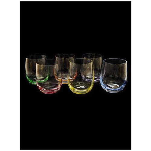 фото Набор стаканов для виски. rona. разноцветное дно. 6 шт. 460 мл. подарочная коробка.