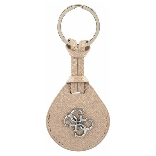 фото Guess для airtag чехол pu saffiano 4g big metal silver logo with ring beige