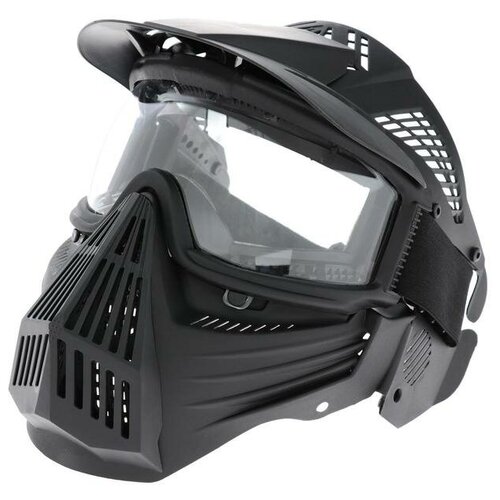фото Очки-маска для езды на мототехнике, разборные, визор прозрачный, козырек, черный 5350972 .