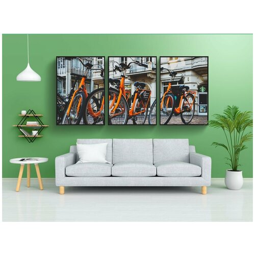 фото Набор модулных постеров для интерьера "велосипед, колесо, кататься на велосипеде" 60x90 см. в тубусе, без рамки lotsprints
