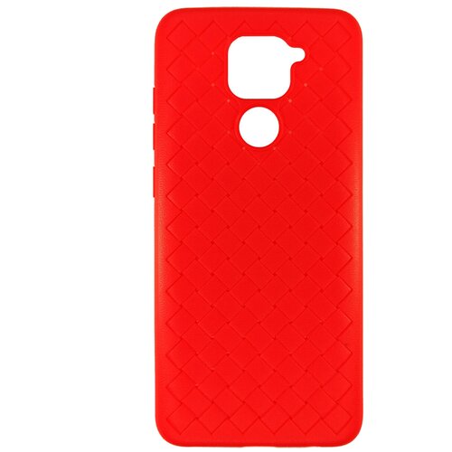 фото Силиконовый чехол для xiaomi redmi note 9 (под кожу, плетение, красный) нет