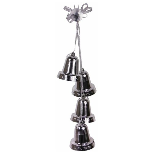 фото Подвеска из четырех колокольчиков на лентах, серебряная, 32 см, snowhouse bl3-dl32s