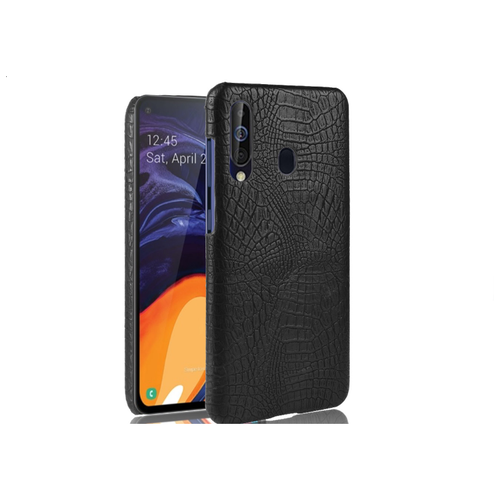 фото Чехол-панель mypads для samsung galaxy a60 тонкий задний бампер на пластиковой основе с отделкой под кожу крокодила черный