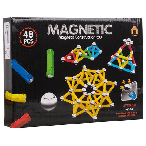 фото Конструктор магнитный magnetic, 48 деталей (aq-755) палочки и шарики tong de