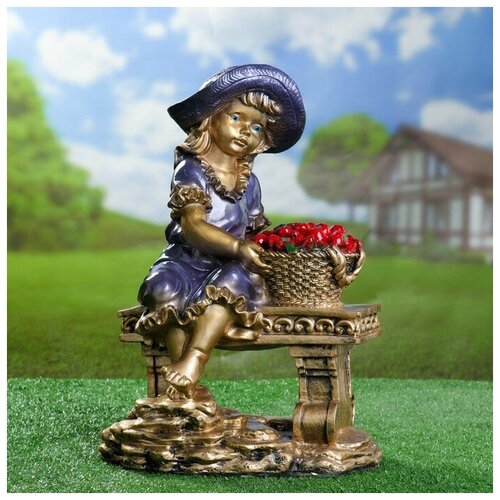 фото Хорошие сувениры фигура "девушка на скамье" бронза 21х28х44см