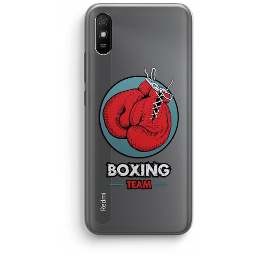 фото Силиконовый чехол xiaomi redmi 9a / сяоми редми 9a "boxing team", прозрачный exsport