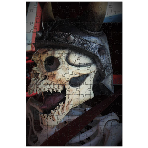 фото Магнитный пазл 27x18см."викинг, шлем викинга, лицо черепа" на холодильник lotsprints