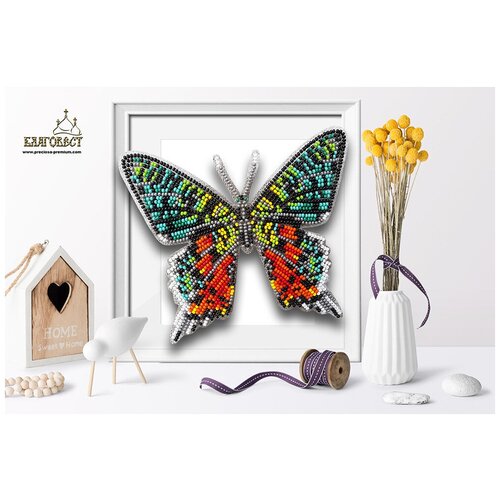 фото Набор для вышивания благовест б-100 бабочка chrysiridia madagascarensis