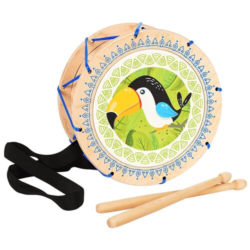 фото Музыкальный инструмент игрушечный барабан детский деревянный мега тойс тукан