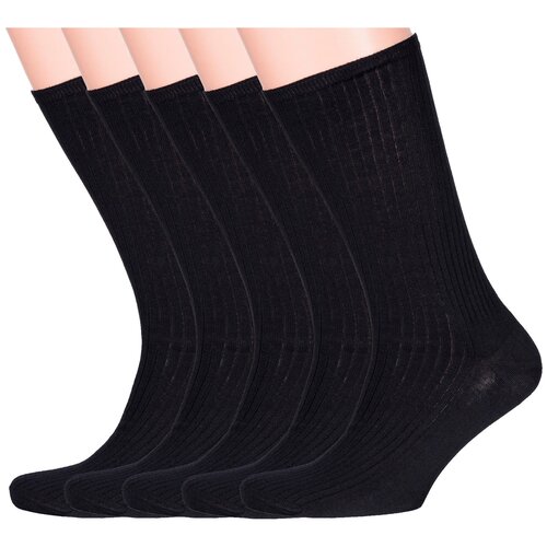 фото Комплект из 5 пар мужских медицинских носков lorenzline из 100% хлопка черные, размер 25