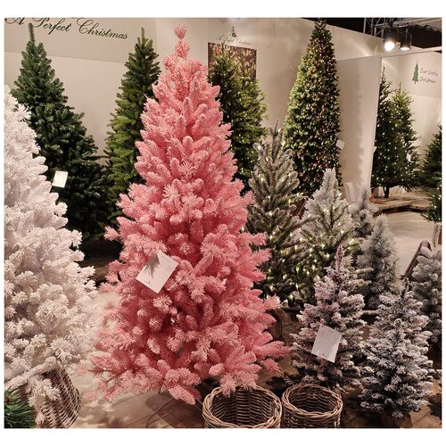 фото A perfect christmas искусственная розовая елка teddy pink заснеженная 210 см, леска + пвх 31htedpf210
