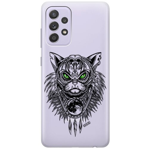 фото Ультратонкий силиконовый чехол-накладка transparent для samsung galaxy a52 с 3d принтом "shaman cat" gosso