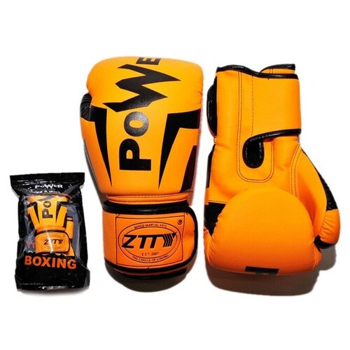 фото Перчатки боксёрские / боксерские перчатки/ тренировочные перчатки ztty . размер-вес: 12 oz. материал: кожзаменитель, молт. цвет: оранжевый с чёрными элементами. sprinter