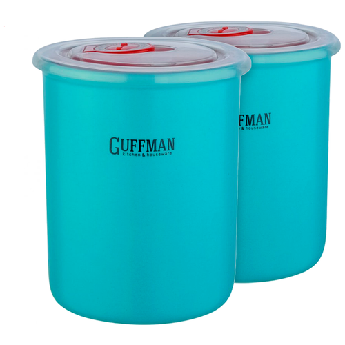 фото Набор керамических контейнеров c вакуумной крышкой. guffman. голубой, однотонный. 0,7 л. 2 предмета.