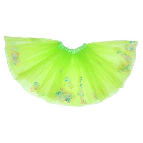 фото Карнавальная юбка "цветочки" 3-х слойная 4-6 лет, цвет зелёный 3489214 сима-ленд