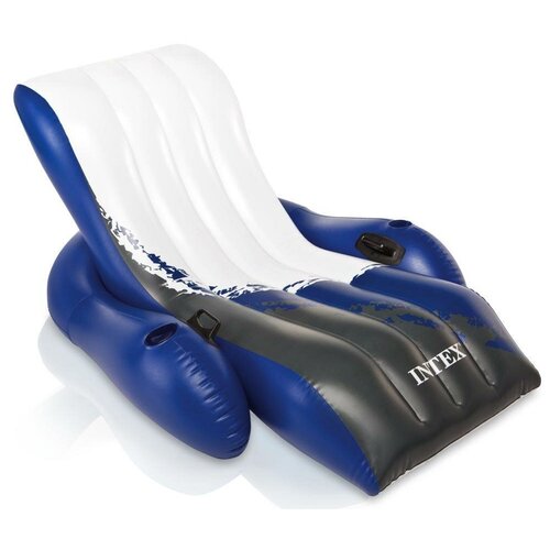 фото Intex надувное кресло-шезлонг для плавания с подстаканником и ручкой