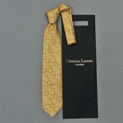 фото Галстук christian lacroix, натуральный шелк, в горошек, для мужчин, желтый, горчичный