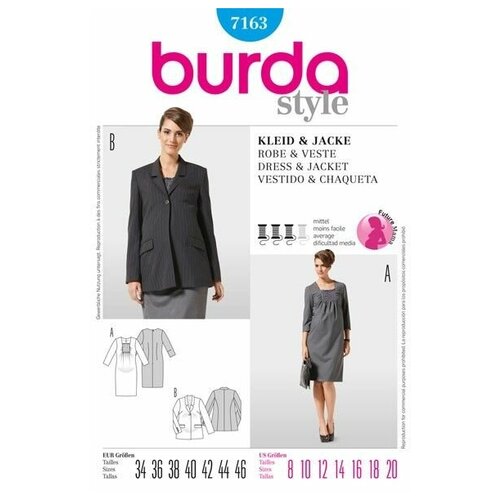 фото Выкройка burda 7163-жакет, платье для будущей мамы